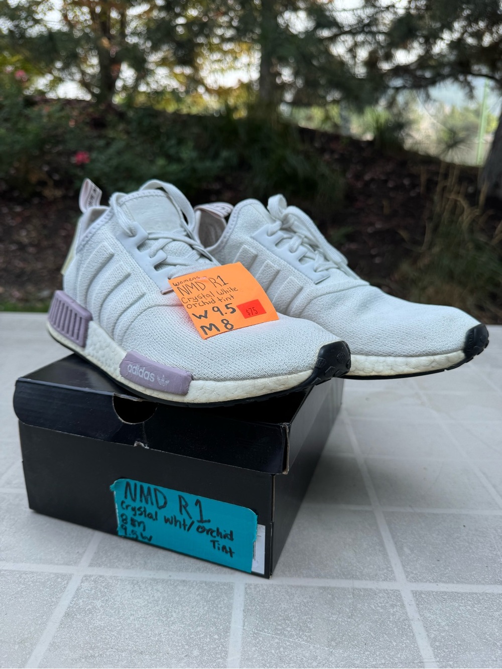 adidas NMD_R1 Crystal White with Orchid Accents